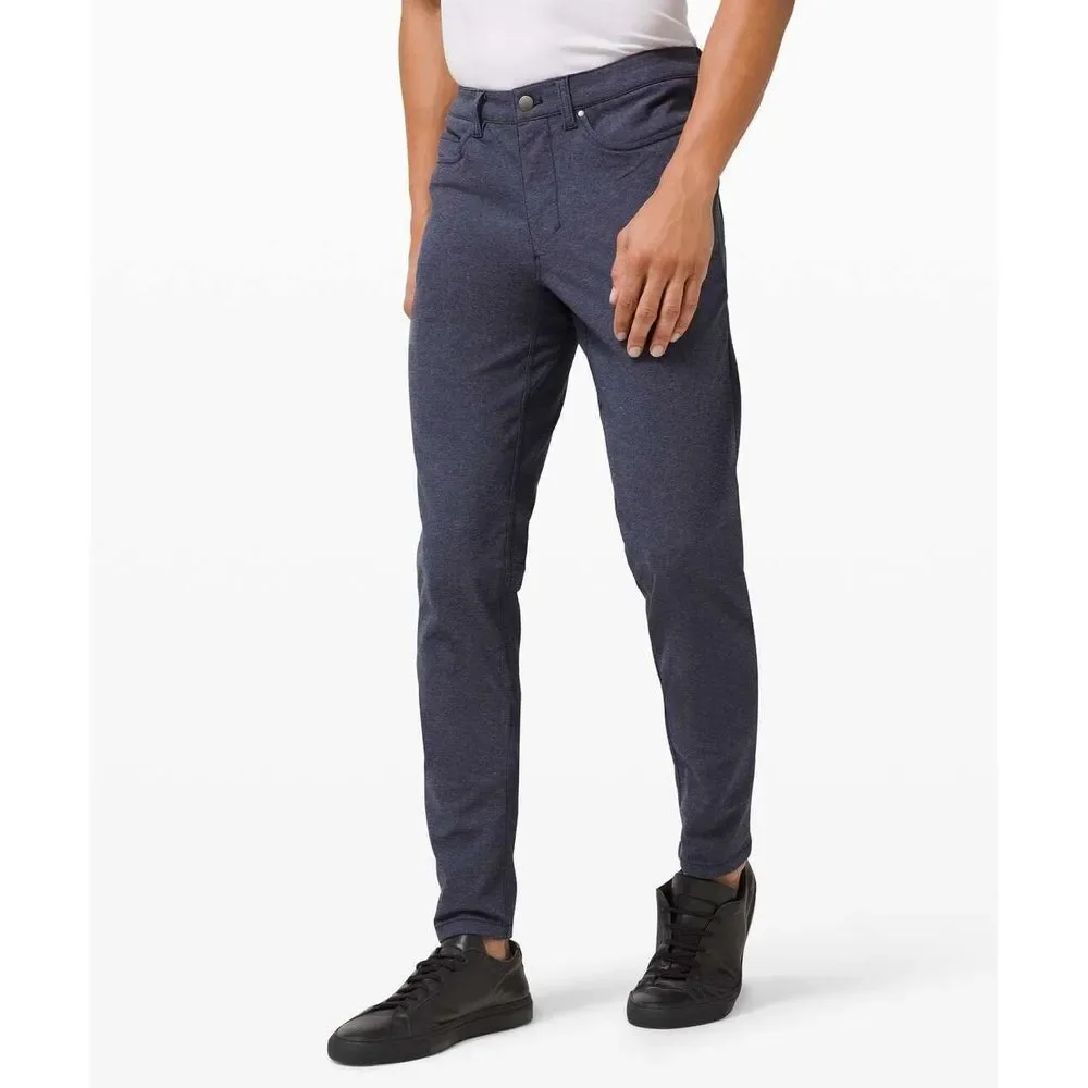 Lululemon ABC Pant Slim Tech Canvas Mens 33 EUC‎ Pockets Stretch Flat Front Blue